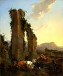 Nicolaes Berchem - Peasants by a Ruined Aqueduct